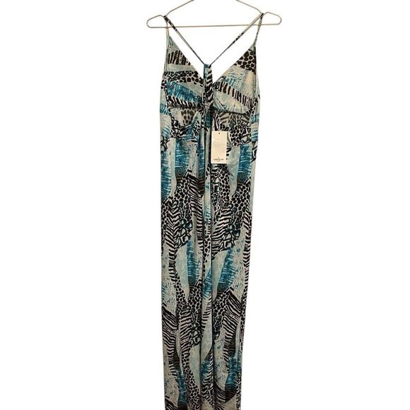 Grifflin Paris Maxi Dress Blue Black Animal Print Size SM NWT - Picture 3 of 5